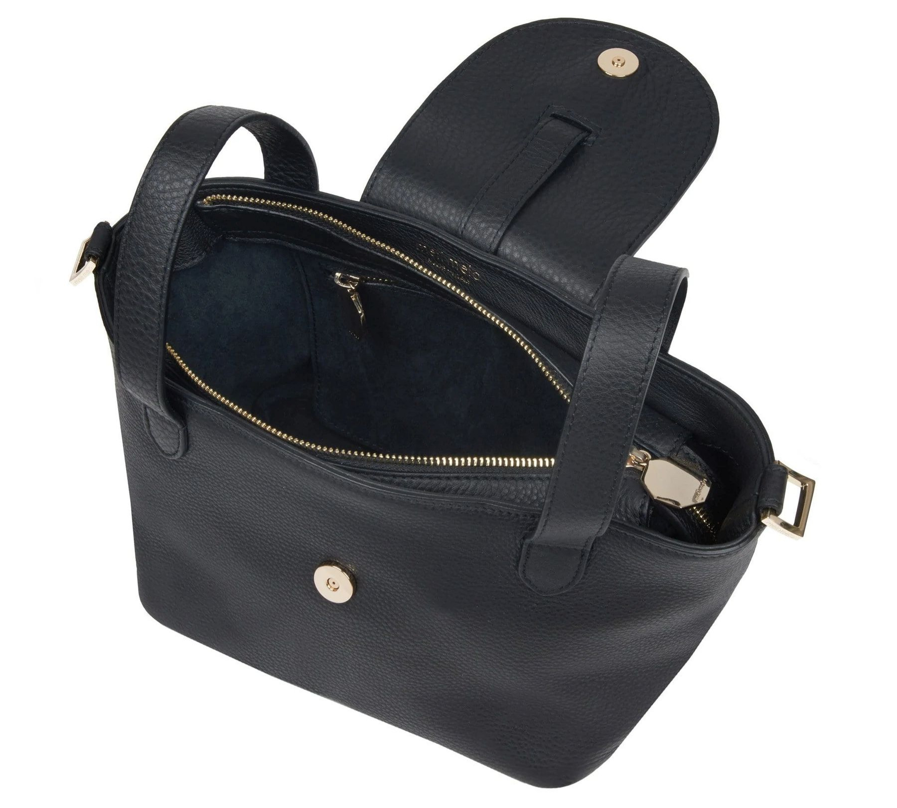 Thela Black Leather Tote Bag for Women